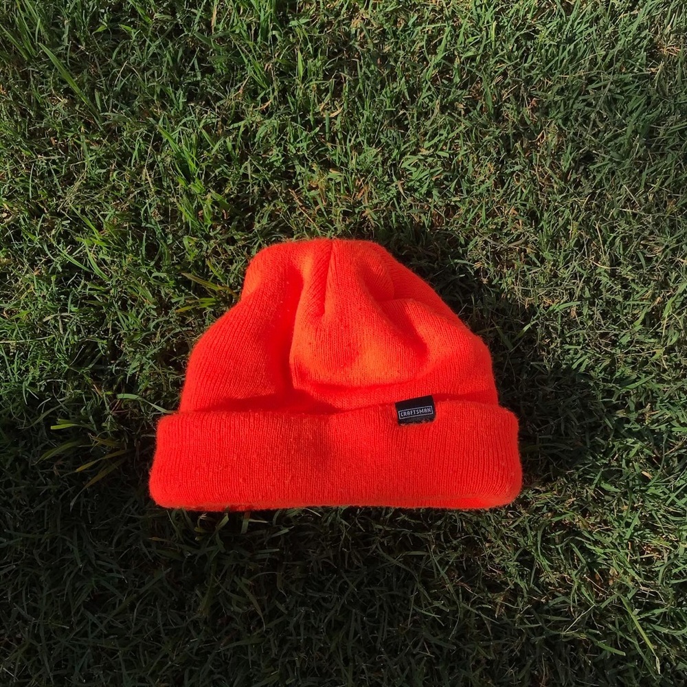 SOLD Craftsman beanie neon orange bright skater
